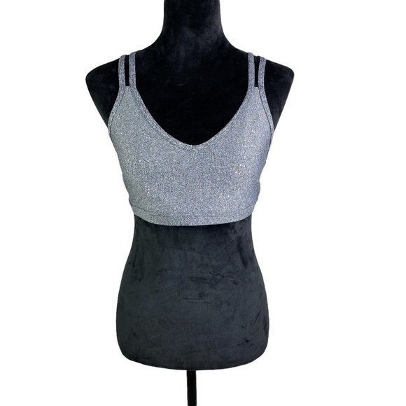 Beyond Yoga Other - Beyond Yoga XL Sports Bra Gray Gold Alloy Pullover Crossback Wireless